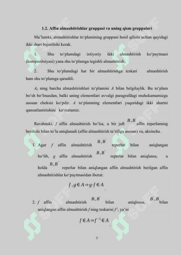 Ortogonal va affin almashtirishlar 7