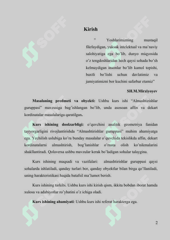 Almashtirishlar guruppasi kurs ishi 2
