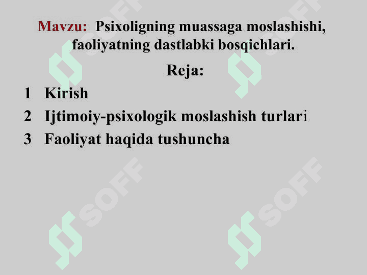 MUTAXASSISLIKKA KIRISH FANIDAN TAYYORLANGAN DASTURI 2