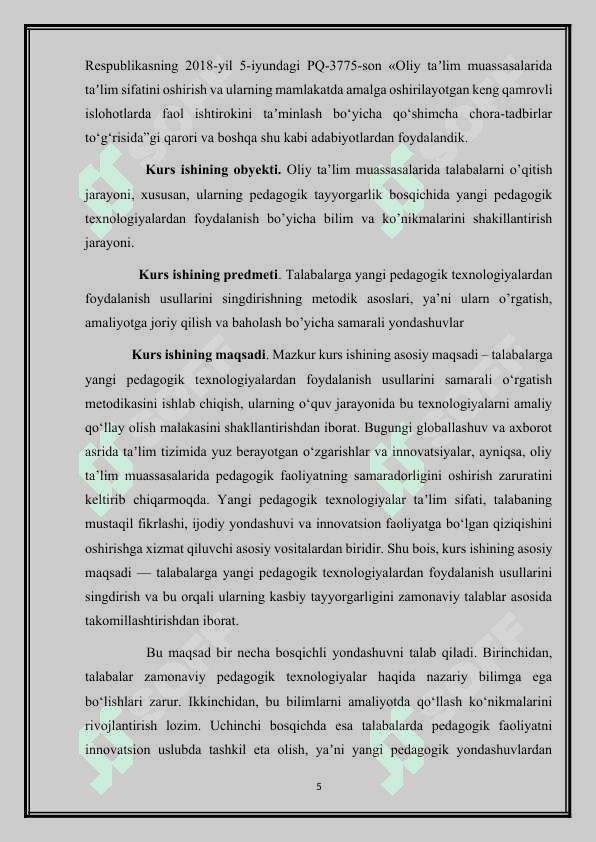 Darslarda yangi pedagogik texnalogiyalardan foydalanish usllari 5