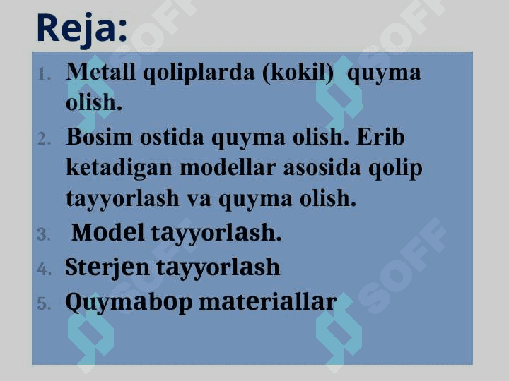 Quyma olish usullari 2