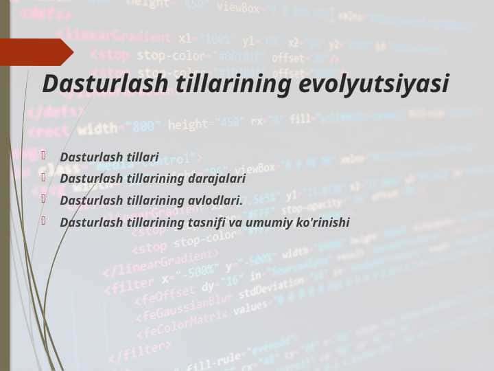 Dasturlash tillarining evolyutsiyasi