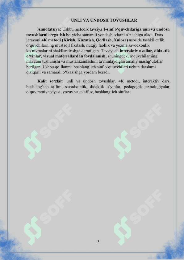 Unli va undosh tovushlar 3