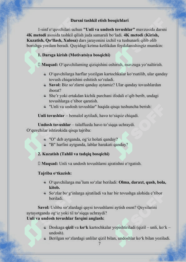 Unli va undosh tovushlar 7
