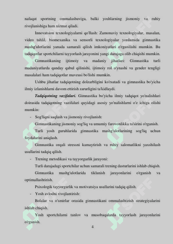 GIMNASTIKA BO‘YICHA ILMIY TADQIQOT YO‘NALISHLARI 4