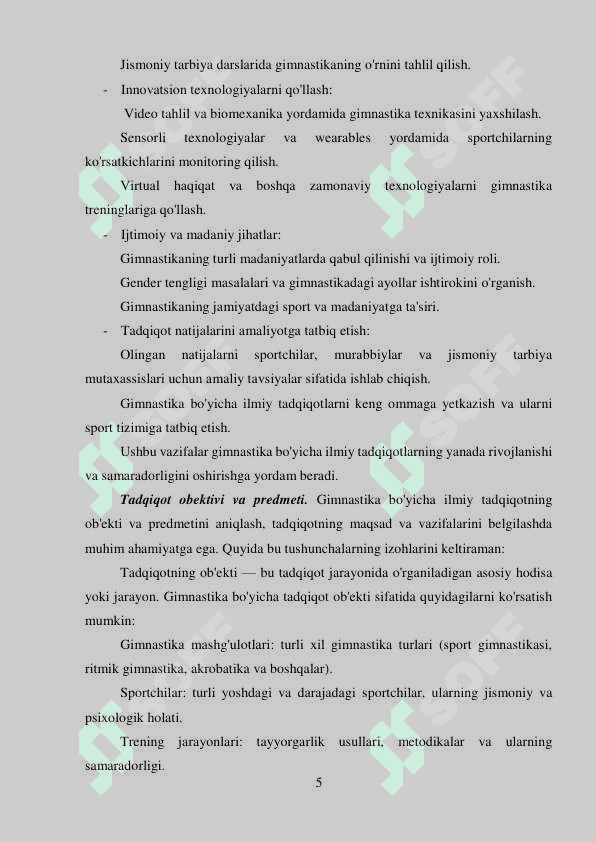 GIMNASTIKA BO‘YICHA ILMIY TADQIQOT YO‘NALISHLARI 5