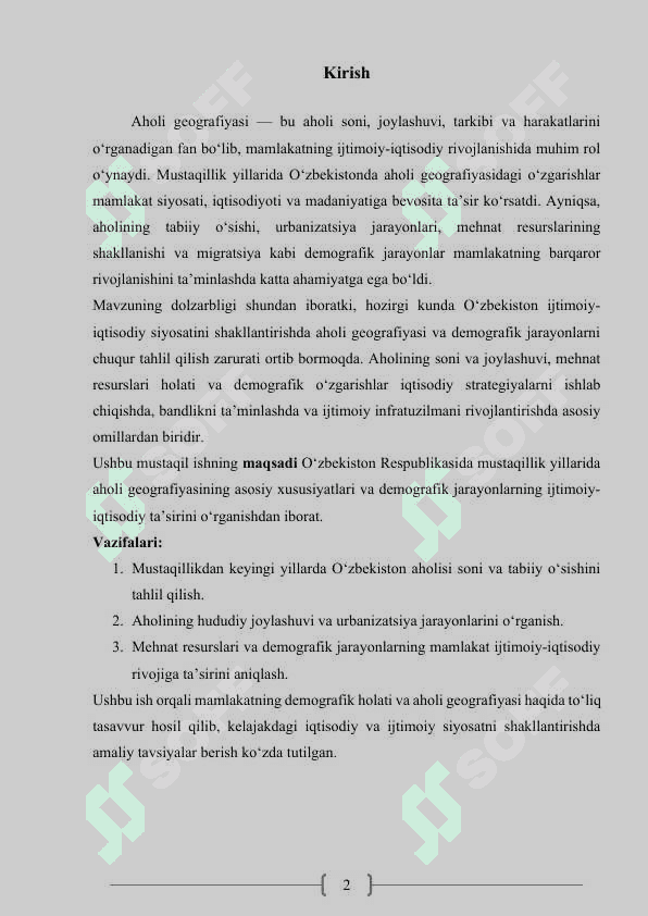 Mustaqillikdan keyingi yillarda Oʻzbekiston aholisining soni va tabiiy oʻsishi 2
