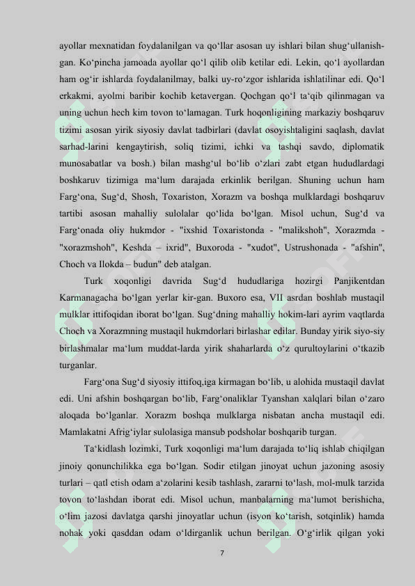 6. TURK XOQONLIGI DAVRIDA MAMLAKAT BOSHQARUVI taxrir 6