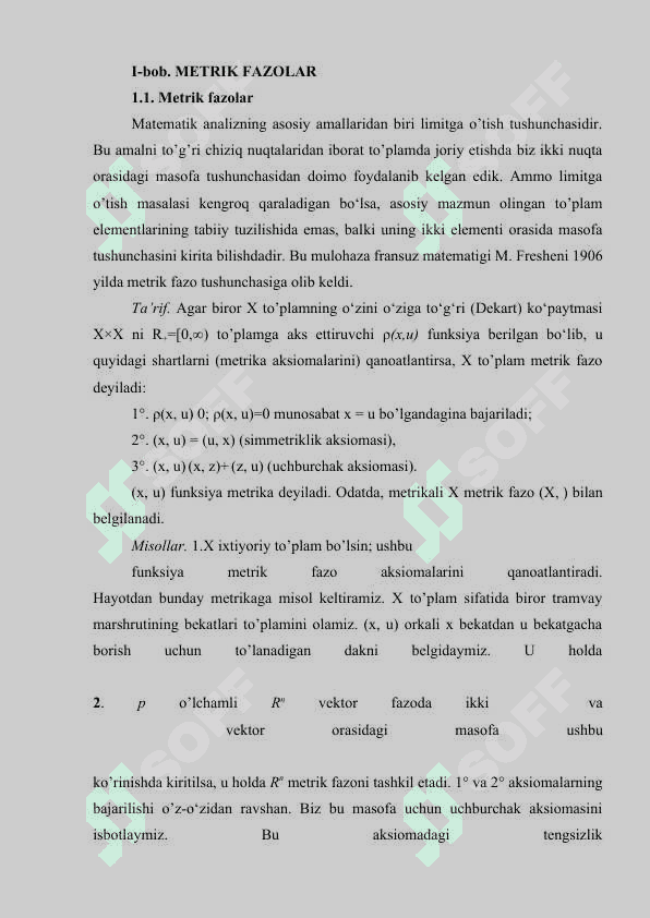 METRIK FAZOLAR 4