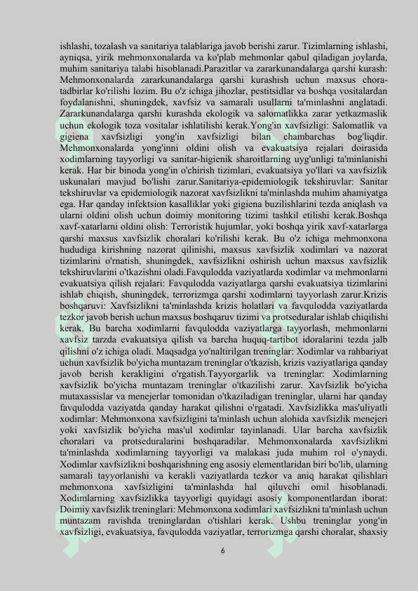 TURIZM VA MEHMONXONA SOHASIDA MEHMONXONA 6
