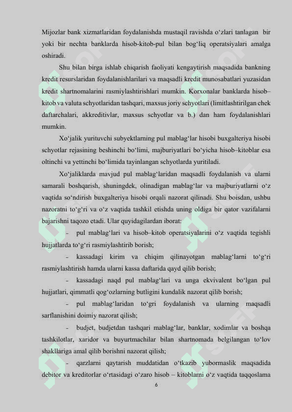 KASSA DAFTARINI YURITISH, KASSIRNING HISOBOTI, JURNAL ORDERI YURITISH TARTIBI. 6
