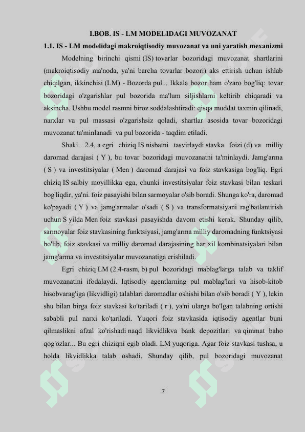 IS-LM  MODELINING SHAKLLANISHI VA TADBIQI 6