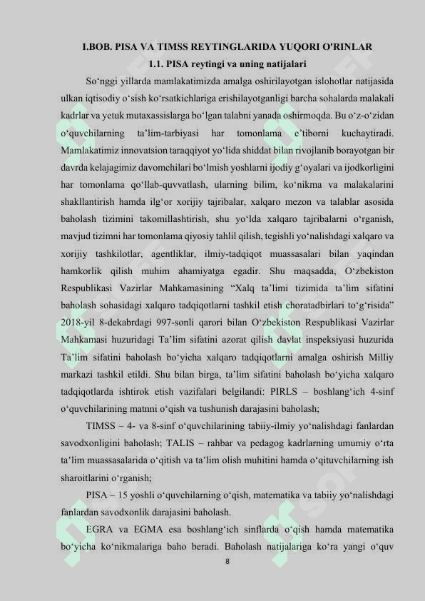XALQARO TADQIQOTLAR PISA ,TIMSS REYTINGLARIDA YUQORI O'RINLARNI EGALLAB KELAYOTGAN DAVLATLARNING  ILGʻOR TAJRIBALARINI TA'LIM JARAYONIGA TADBIQ QILISH SAMARADORLIGI 7