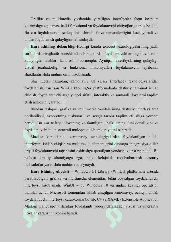 UWP(Win Ui) da grafika va multimedialar 3