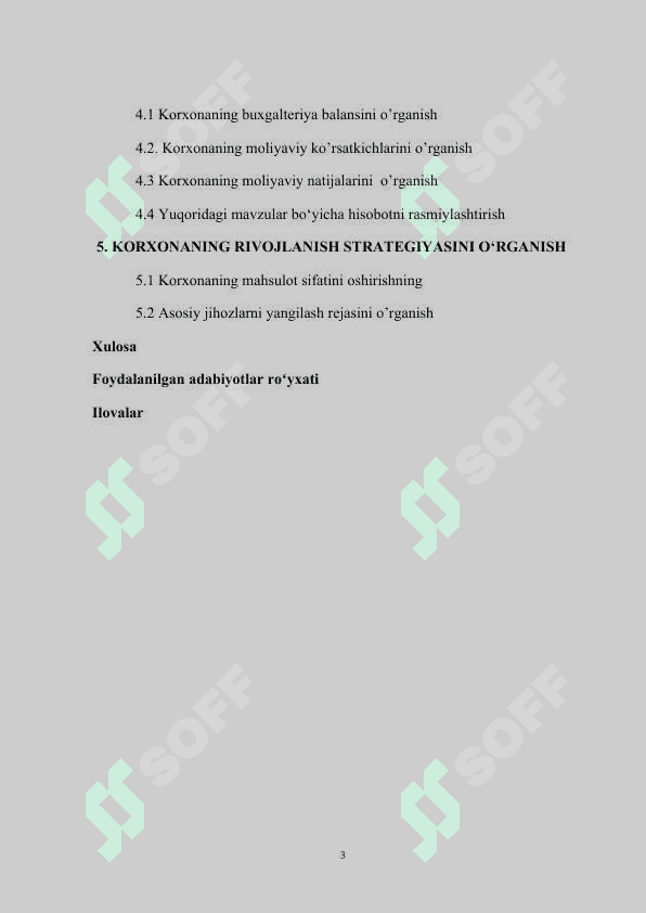 Amaliyot hisoboti. Non, toʻrt, makaron, qandolat mahsulotlari ishlab chiqaruvchi korxona boʻyicha.(Mchj) 3