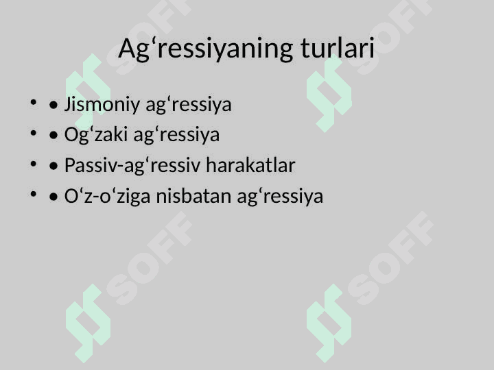 Agressiya va zoʻravonlik 4