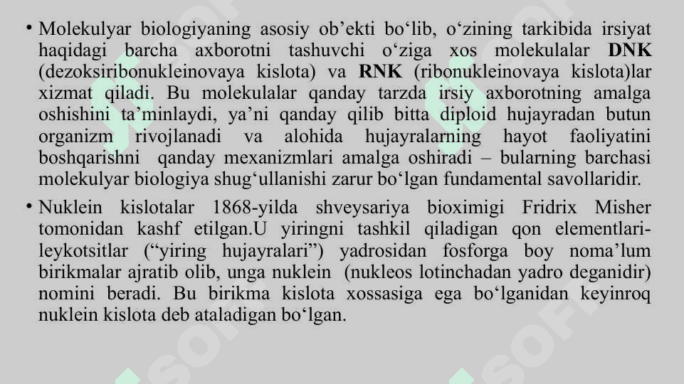 MOLEKULYAR GENETIKA VA MOLEKULYAR BIOLOGIYA GEN MUHANDISLIGINING ASOSIY POYDEVORI 5