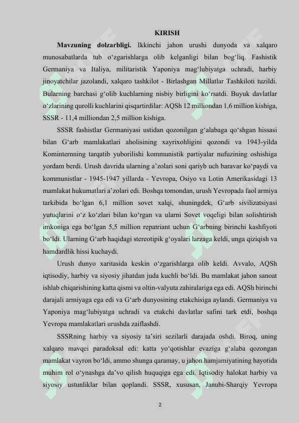 SSSRNING IKKINCHI JAHON URUSHIDAN KEYIN TASHQI SIYOSATI 2