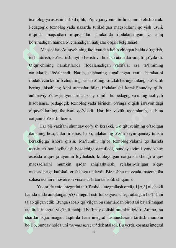 Parametrga bog‘liq xosmas integrallar 6