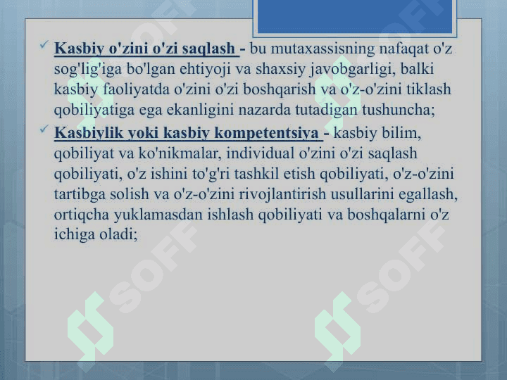 Kasbiy salomatlik psixologiyasi 6