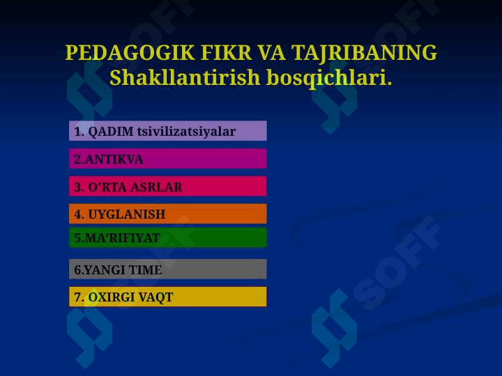 PEDAGOGIKA VA TA'LIM FALSAFA TARIXI 2