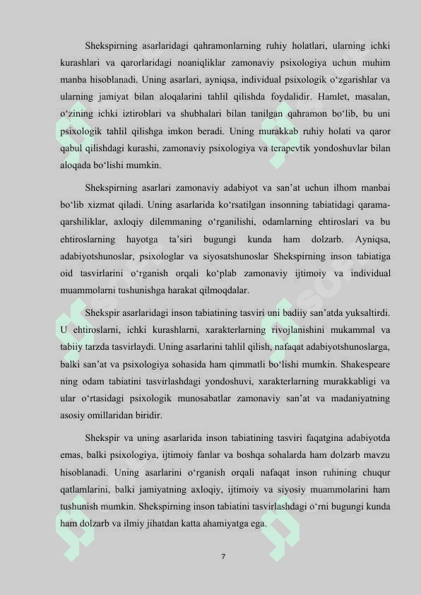 Wiliyam Shekspir va uning asarlarida inson tabiatining tasviri 7