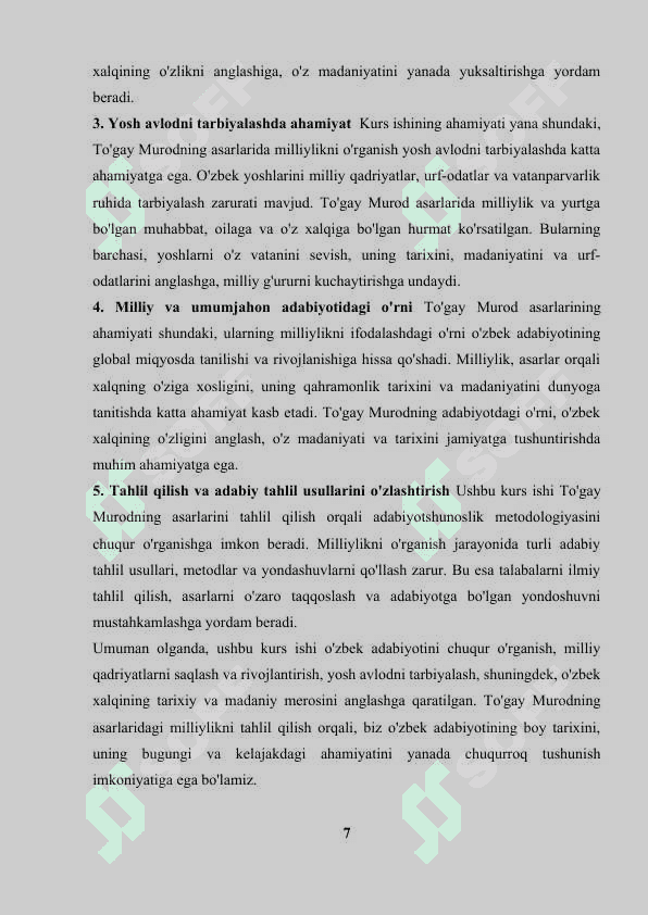 Tog‘ay Murod asarlarida milliylik. 7