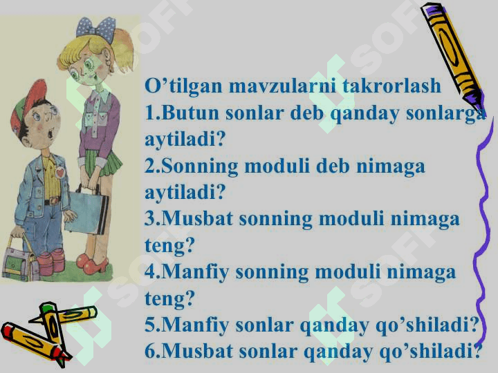 Musbat va manfiy sonlarni ko’paytirish” D.ppt 2