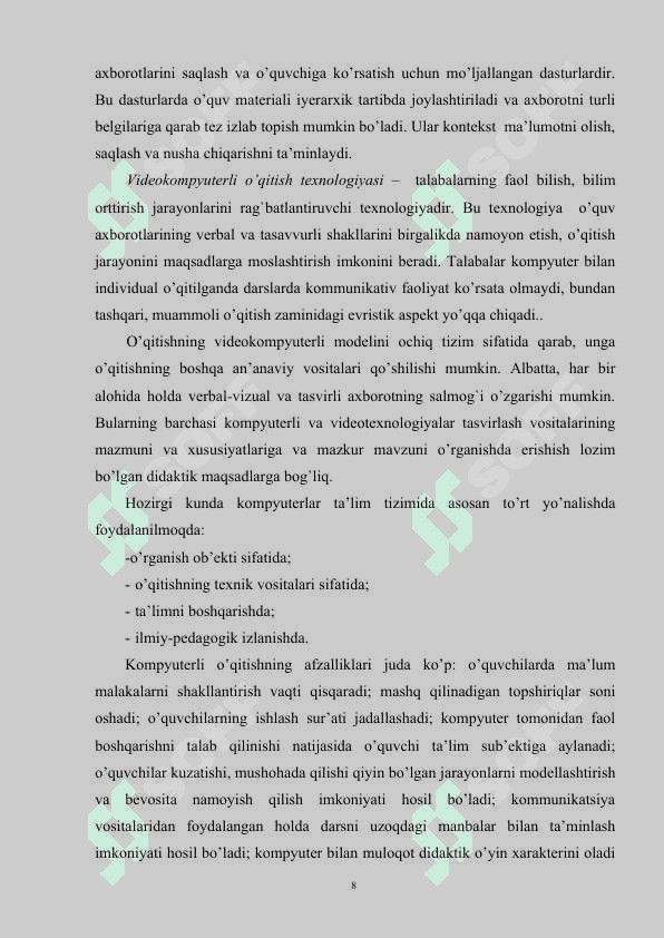 Ta’limning zamonaviy axborot texnalogiyalari 8