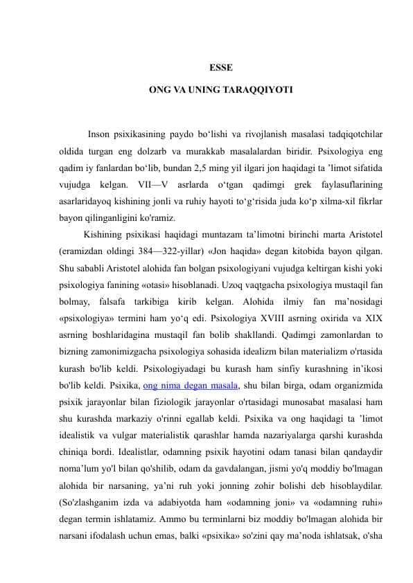 ONG VA UNING TARAQQIYOTI
