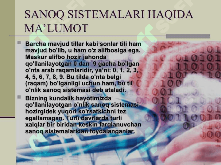MAʼLUMOTLARNI IKKILIK SANOQ SISTEMASIDA KOʻDLASH VA DEKODLASH 3