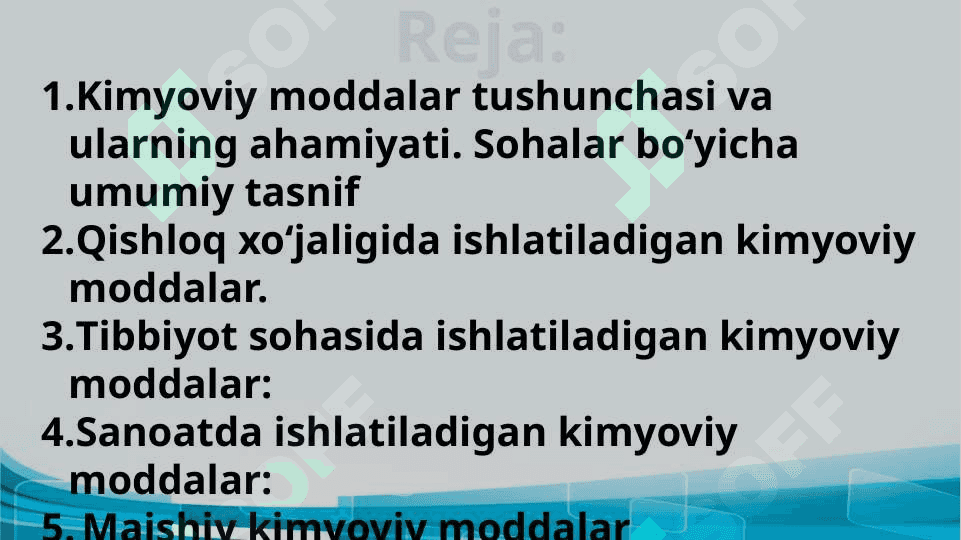 Tegishli sohada ishlatiladigan kimyoviy moddalar 2