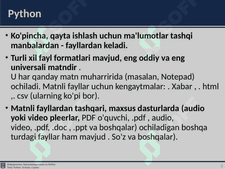 Pythonda fayllar bilan ishlash 2