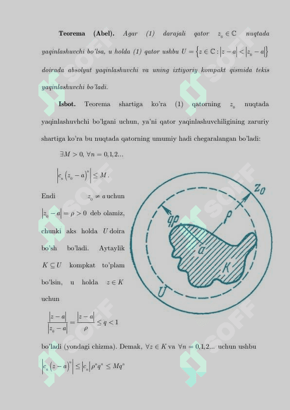 Darajali qatorlar. Abel teoremasi. Koshi-Adamar formulasi 2