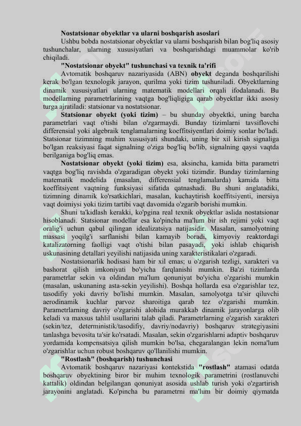 NOSTATSIONAR OBYEKTLARNI ROSTLASH 2