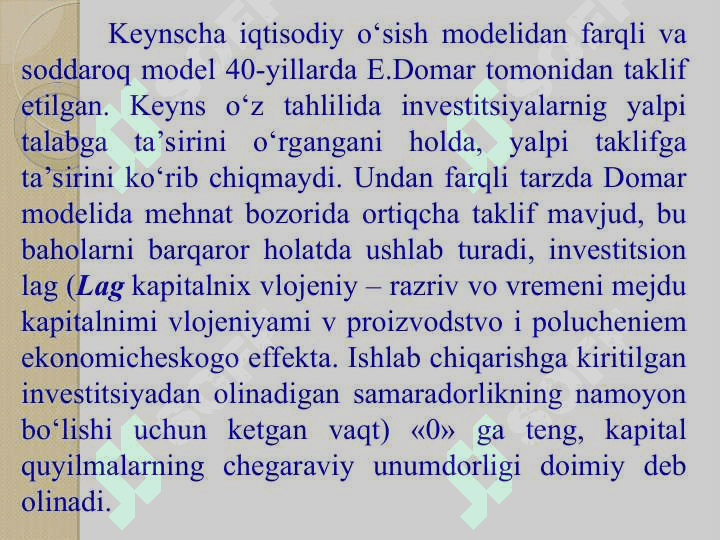 TO‘LIQ  BIR  TARMOQLI  NEOKLASSIK O‘SISH  MODELI 6