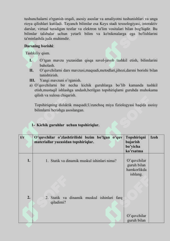 MUSKULLARNING STATIK VA DINAMIK ISHINI O'RGANISH 2