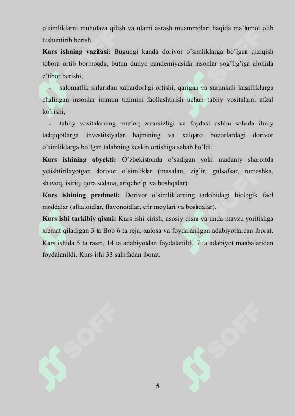 Oʻzbekistonda tarqalgan dorivor oʻsimliklarning ahamiyati 5