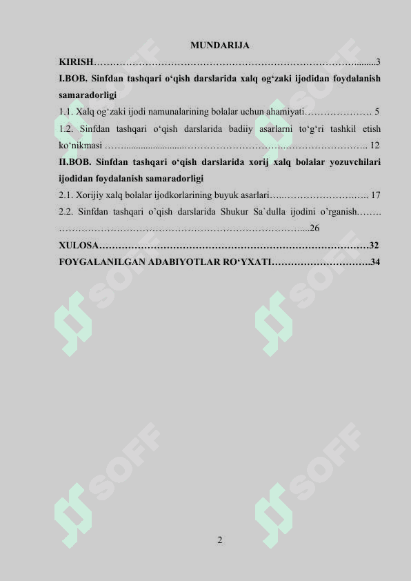 Sinfdan tashqari o’qish darslarida Shukur Sa`dulla ijodini o’rganish 2