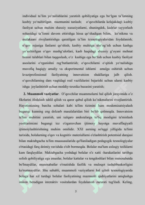 SITUATIV TA’LIM ASOSIDA UMUMTA’LIM MAKTABLARIDA TARBIYA FANINI O’QITISH 5
