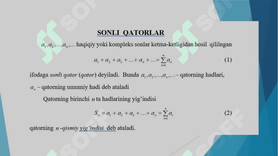 Sonli qatorlar 2
