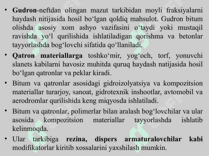 BITUM VA QATRON ASOSIDAGI MATERIALLAR 7