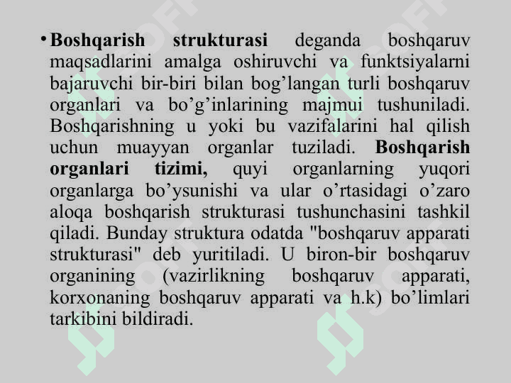 BOSHQARISHNING TASHKILIY STRUKTURASI 5