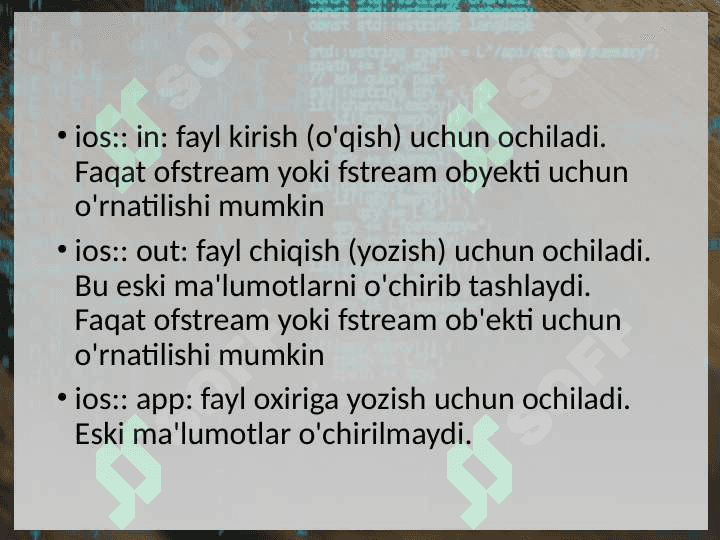 C++ da fayllar bilan ishlash 8