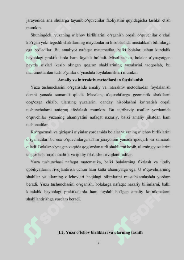 3-sinflarda yuza oʻlchov birliklarini oʻrgatish metodikasi 7