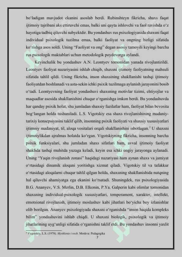 RUS PSIXOLOGIYASIDA SHAXSGA DOIR YONDASHUVLAR 7