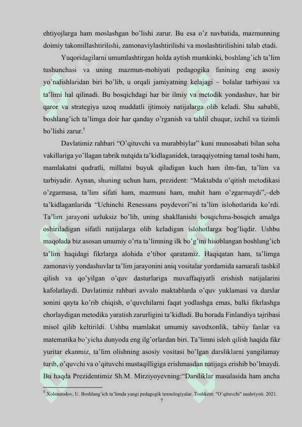 Boshlang’ich ta’limda o’quv-tarbiyaviy ishlarni tashkil etishning shakllari 7
