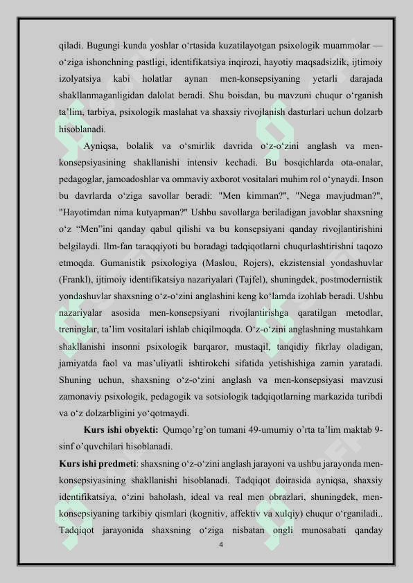 SHAXSNING O’Z-O’ZINI ANGLASHI VA MEN-KONSEPSIYASI 4