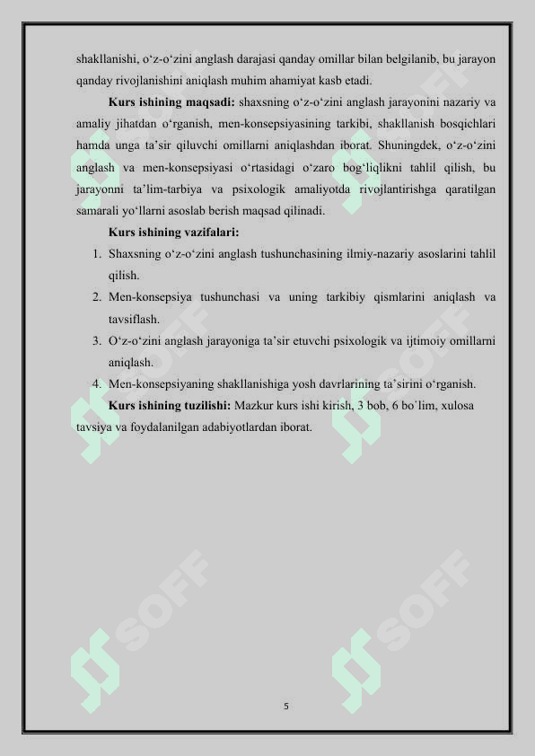 SHAXSNING O’Z-O’ZINI ANGLASHI VA MEN-KONSEPSIYASI 5