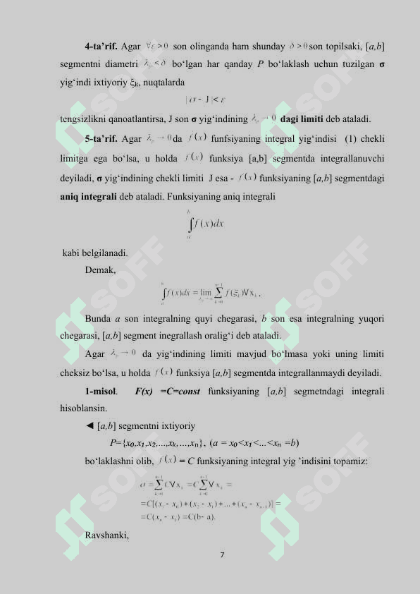 Aniq integrallarni mexanika va fizikaga tatbiqlari 7